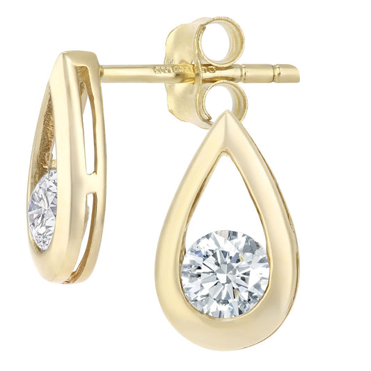 9ct Gold Round 1/2ct Diamond Solitaire Stud Earrings - PE0AXL1806Y
