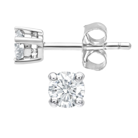 9ct White Gold Round 1/4ct Diamond Solitaire Stud Earrings - PE0AXL1862W