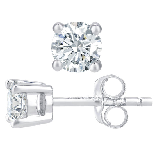 9ct White Gold Round 1/2ct Diamond Solitaire Stud Earrings - PE0AXL1864W