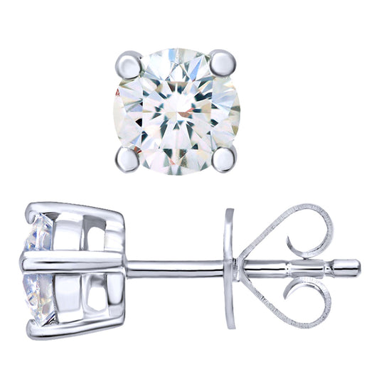 Platinum Round 3/4ct Diamond Solitaire Stud Earrings - PE0AXL2121PTJPK