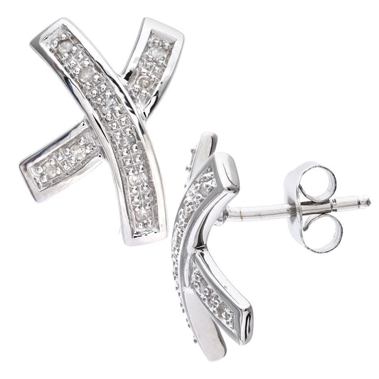 9ct White Gold Round 10pts Diamond Kiss Drop Earrings - PE0AXL2642W