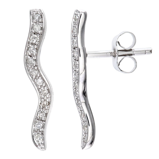 9ct White Gold Round 10pts Diamond Twist Drop Earrings - PE0AXL3136W