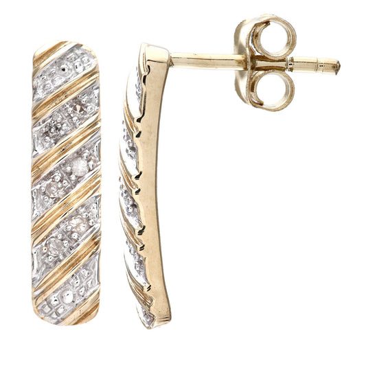 9ct Gold Round 5pts Diamond Stick Drop Earrings - PE0AXL3137Y