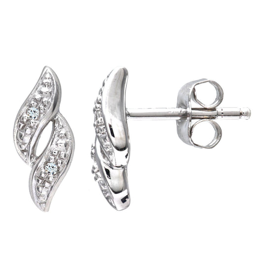 9ct White Gold Round 2pts Diamond Twist Drop Earrings - PE0AXL3138W