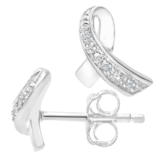 9ct White Gold Round 2pts Diamond Kiss Stud Earrings - PE0AXL3305W