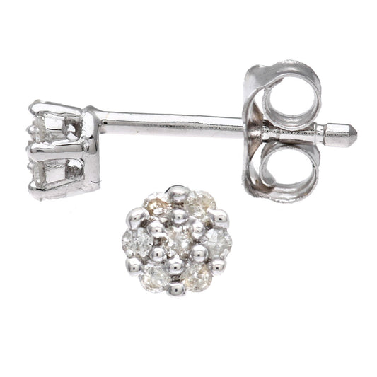 9ct White Gold Round 7pts Diamond Cluster Stud Earrings - PE0AXL3380W