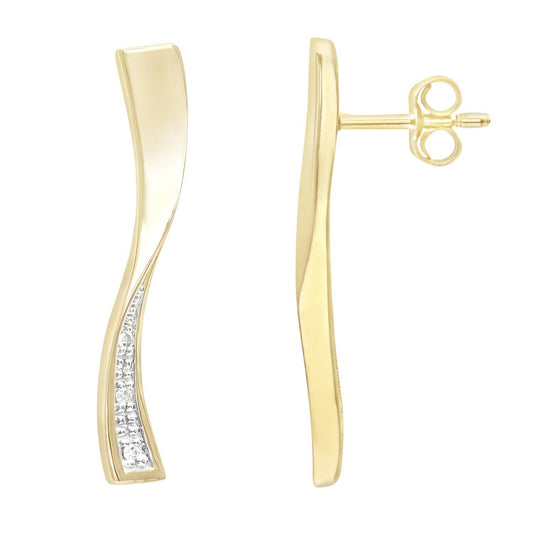 9ct Gold Round 2pts Diamond Twist Drop Earrings - PE0AXL3448Y