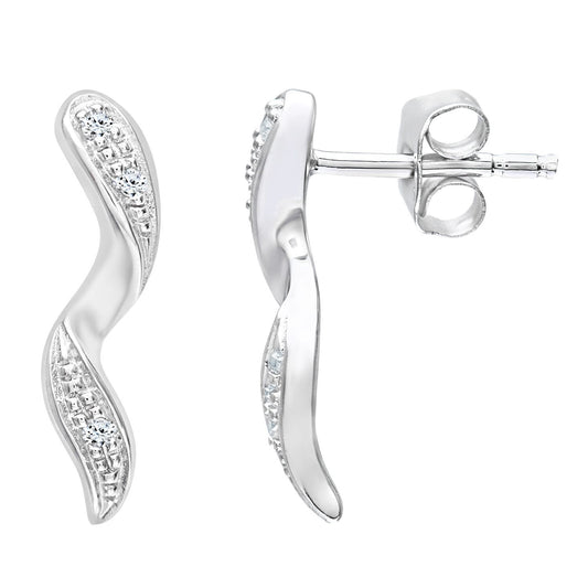 9ct White Gold Round 3pts Diamond Twist Drop Earrings - PE0AXL3449W