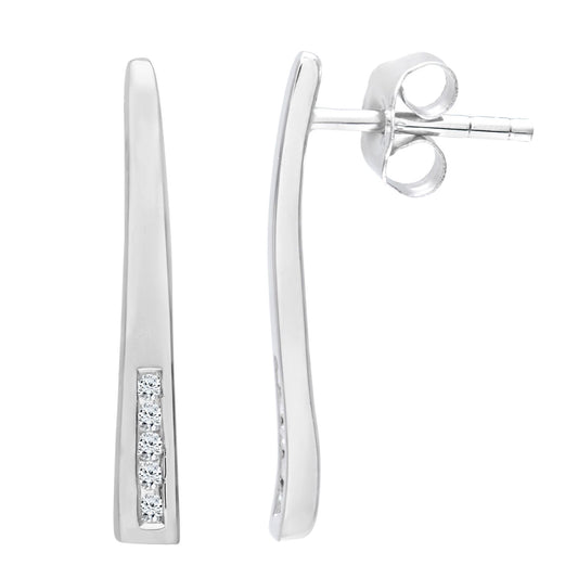 9ct White Gold Round 5pts Diamond Stick Drop Earrings - PE0AXL3521W