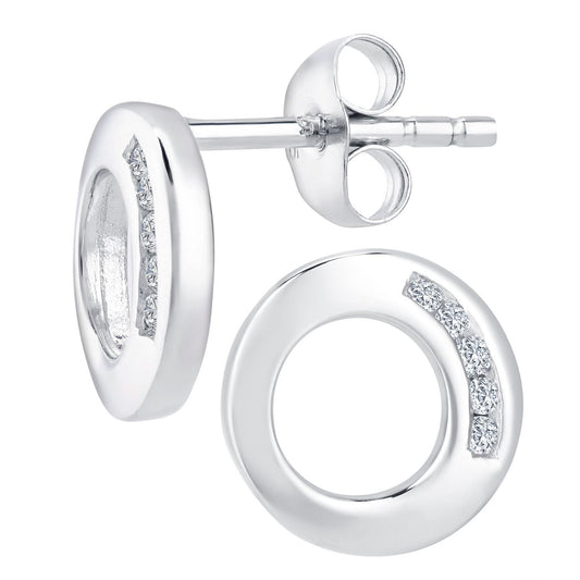 9ct White Gold Round 5pts Diamond Circle Stud Earrings - PE0AXL3522W