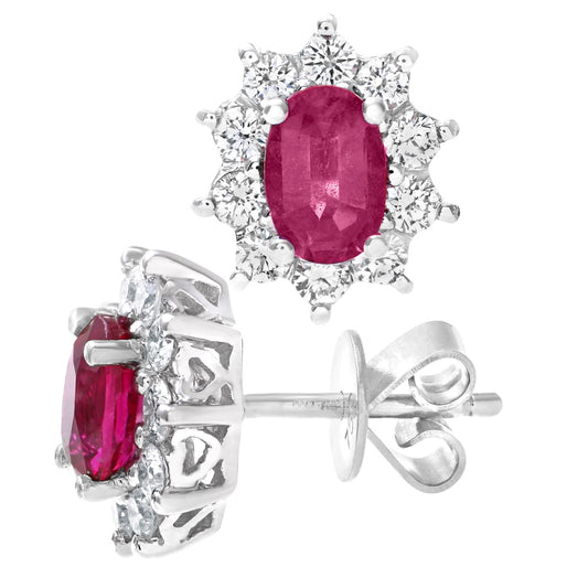 18ct White Gold Round 1/2ct Diamond Cluster Stud Earrings - PE0AXL3899WRU