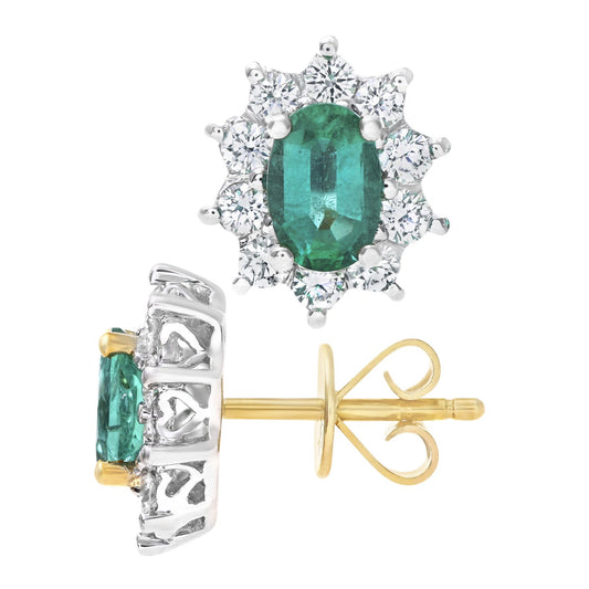 18ct Gold Round 1/2ct Diamond Cluster Stud Earrings - PE0AXL3899YEM