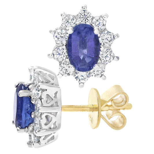 18ct Gold Round 1/2ct Diamond Cluster Stud Earrings - PE0AXL3899YSA