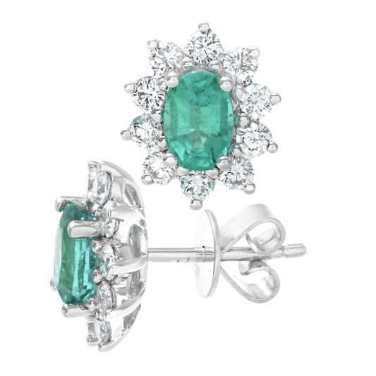 18ct White Gold Round 2/3ct Diamond Cluster Stud Earrings - PE0AXL3909WEM