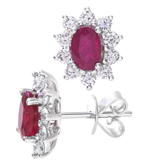 18ct White Gold Round 2/3ct Diamond Cluster Stud Earrings - PE0AXL3909WRU