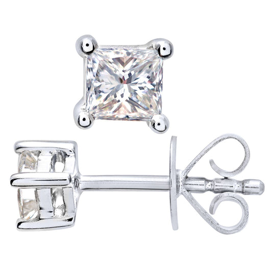 Platinum Princess 1/4ct Diamond Solitaire Stud Earrings - PE0AXL4419PTJSI
