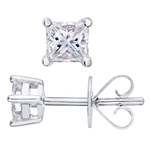 18ct White Gold Princess 1/3ct Diamond Solitaire Stud Earrings - PE0AXL4420W18JSI