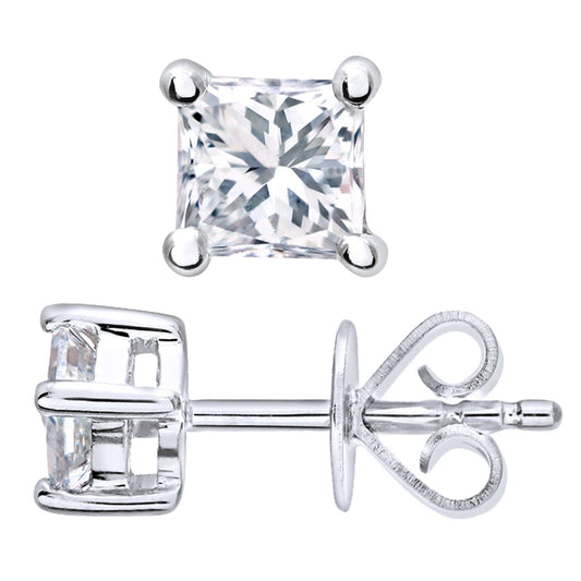 Platinum Princess 1/2ct Diamond Solitaire Stud Earrings - PE0AXL4421PTJSI