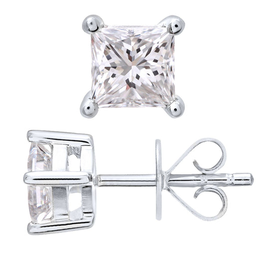 Platinum Princess 3/4ct Diamond Solitaire Stud Earrings - PE0AXL4422PTJSI
