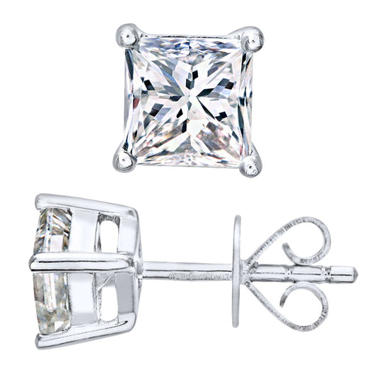 Platinum Princess 1ct Diamond Solitaire Stud Earrings - PE0AXL4423PTJPK