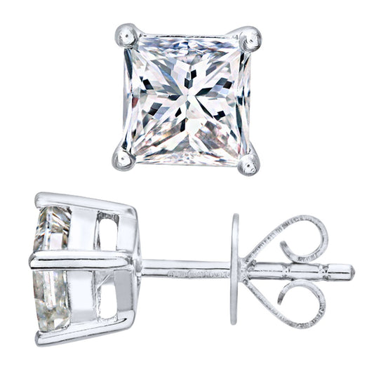 Platinum Princess 1ct Diamond Solitaire Stud Earrings - PE0AXL4423PTJSI