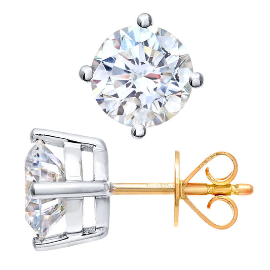 18ct Gold Round 2ct Diamond Solitaire Stud Earrings - PE0AXL4558Y18JPK
