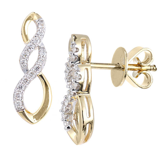 18ct Gold Round 10pts Diamond Infinity Drop Earrings - PE0AXL5568Y18