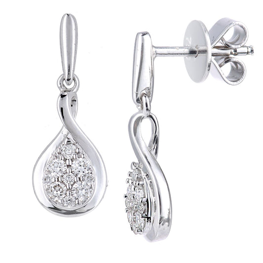 18ct White Gold 20pts Diamond Pave Tears of Joy Drop Earrings - PE0AXL5576W18