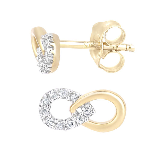 9ct Gold Round 5pts Diamond Infinity Stud Earrings - PE0AXL5597Y