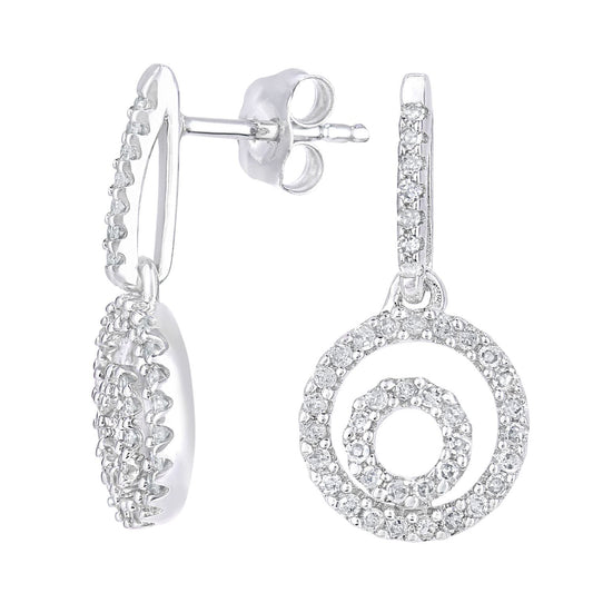 9ct White Gold Round 1/3ct Diamond Circle Drop Earrings - PE0AXL5639W