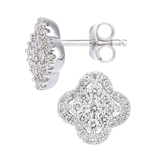 9ct White Gold Round 0.41ct Diamond Halo Stud Earrings - PE0AXL5661W