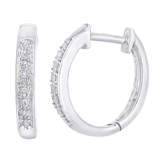 9ct White Gold 6pts Diamond 8 Stone Eternity Hoop Earrings 2.5mm - PE0AXL5743W