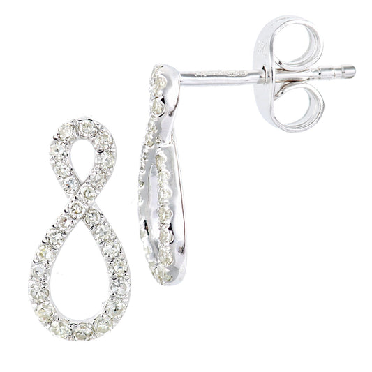 9ct White Gold Round 20pts Diamond Infinity Stud Earrings - PE2AXL0149W