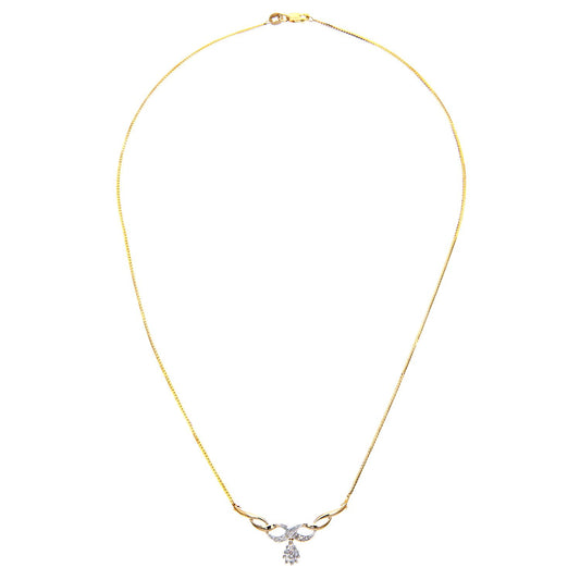 9ct Gold Round 10pts Diamond Kiss Lavalier Necklace 18 inch - PNEAXL01226Y