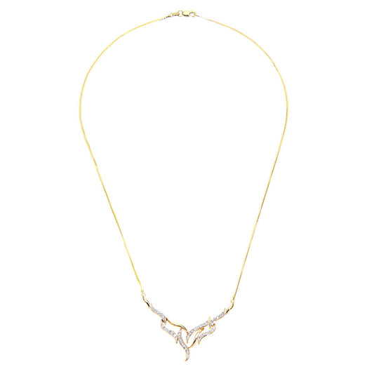 9ct Gold Round 17pts Diamond Fire Wings Lavalier Necklace 18 inch - PNEAXL01553Y