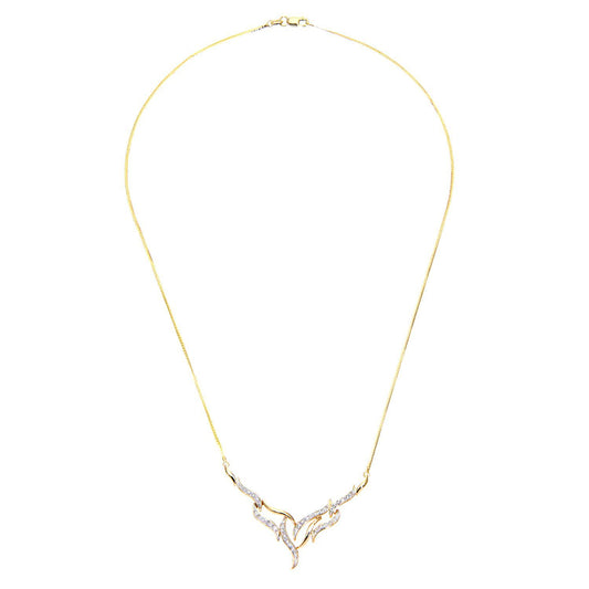 9ct Gold Round 17pts Diamond Fire Wings Lavalier Necklace 18 inch - PNEAXL01553Y