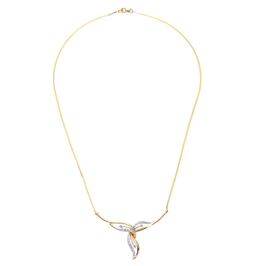 9ct Gold 10pts Diamond Cravat Scarf Tie Lavalier Necklace 18 inch - PNEAXL01615Y