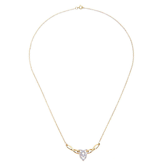 9ct Gold Round 2pts Diamond Heart Lavalier Necklace 18 inch - PNEAXL01704Y