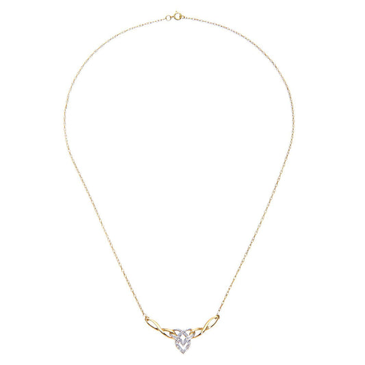9ct Gold Round 2pts Diamond Heart Lavalier Necklace 18 inch - PNEAXL01704Y
