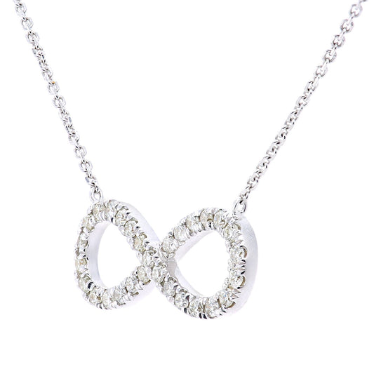 9ct White Gold 20pts Diamond Infinity Charm Necklace 18 inch - PNEAXL20032W