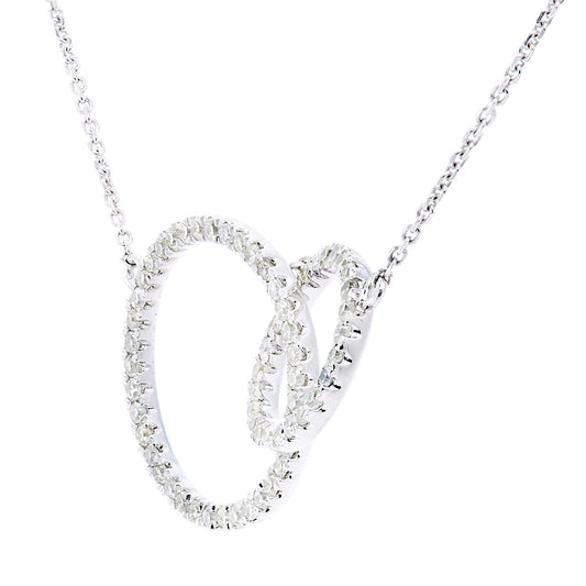 9ct White Gold Round 1/3ct Diamond Circle Charm Necklace 18 inch - PNEAXL20034W