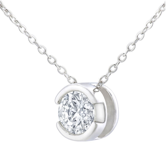 9ct White Gold 1/4ct Diamond Solitaire Solitaire Necklace 18 inch - PP0AXL1506W