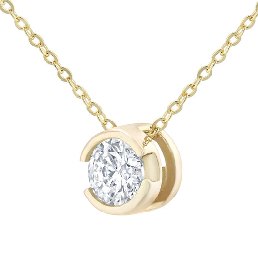 9ct Gold Round 1/4ct Diamond Solitaire Solitaire Necklace 18 inch - PP0AXL1506Y