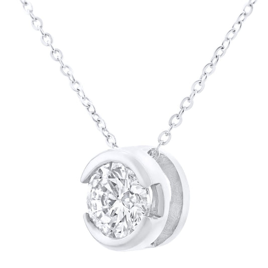 9ct White Gold 1/3ct Diamond Solitaire Pendant Necklace 18 inch - PP0AXL1507W