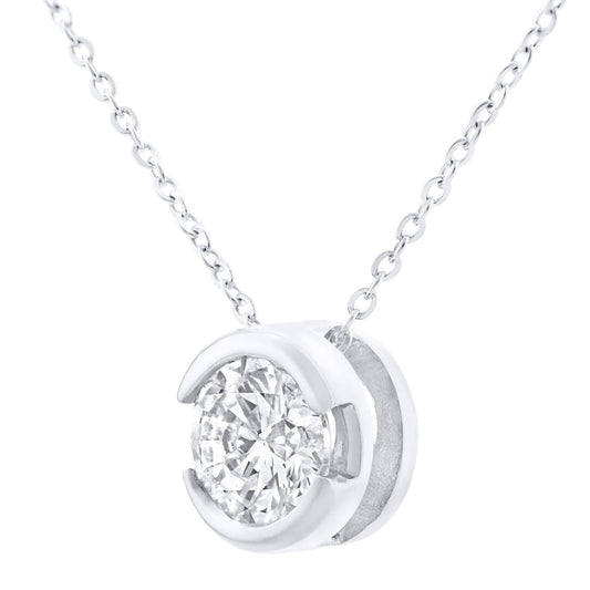 9ct White Gold 1/3ct Diamond Solitaire Pendant Necklace 18 inch - PP0AXL1507W