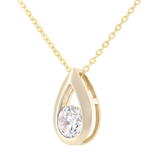 9ct Gold Round 1/4ct Diamond Solitaire Pendant Necklace 18 inch - PP0AXL1715YDia