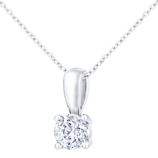 18ct White Gold 1/2ct Diamond Solitaire Pendant Necklace 18 inch - PP0AXL1896W18HSI