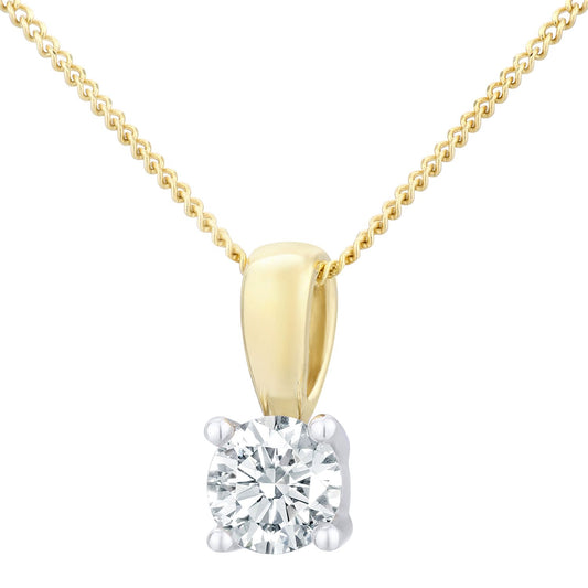 18ct Gold Round 1/2ct Diamond Solitaire Pendant Necklace 18 inch - PP0AXL1896Y18HSI