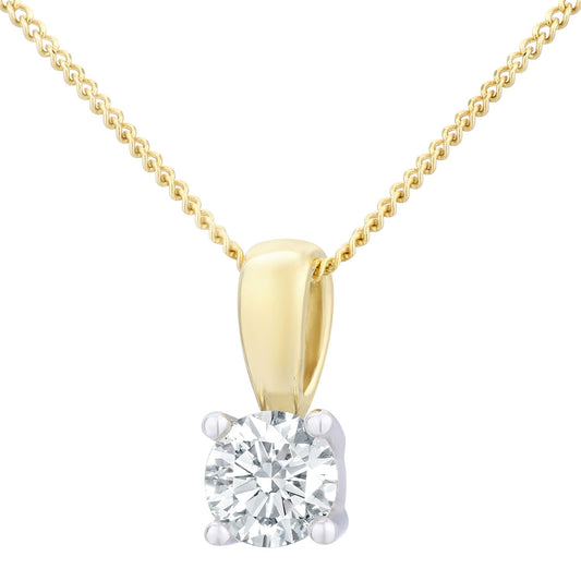 18ct Gold Round 1/2ct Diamond Solitaire Pendant Necklace 18 inch - PP0AXL1896Y18JPK