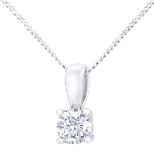 Platinum Round 1/3ct Diamond Solitaire Pendant Necklace 18 inch - PP0AXL2021PTJPK